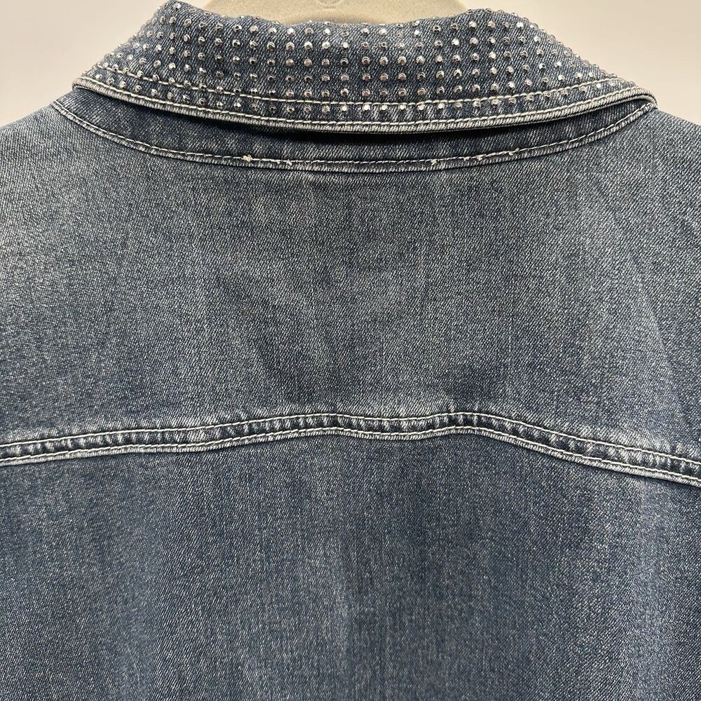 Catherines Studded Denim Jacket Plus Sz 4X Embellished Button Up Shacket Sparkly - Picture 7 of 11